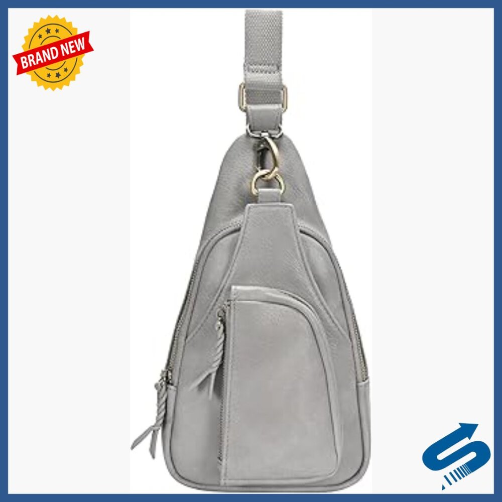 Vegan Leather Crossbody Bag with Adjustable Strap, 3 Pockets, Travel Ready